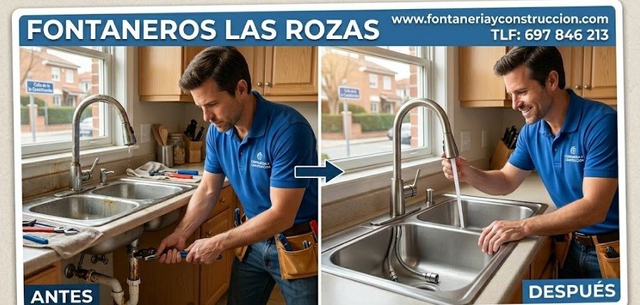 Fontanero cambiando grifo en Las Rozas de Madrid, Calle María Blanchard