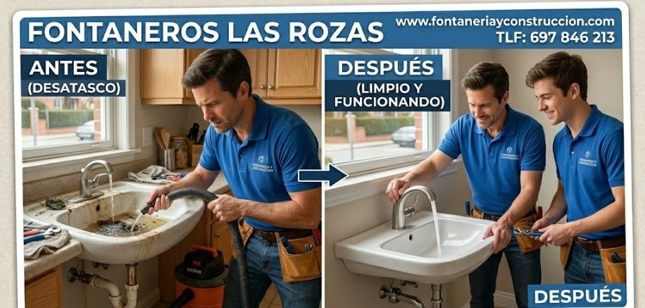 Fontanero desatascando lavabo en Las Rozas de Madrid, Calle Vicente Aleixandre