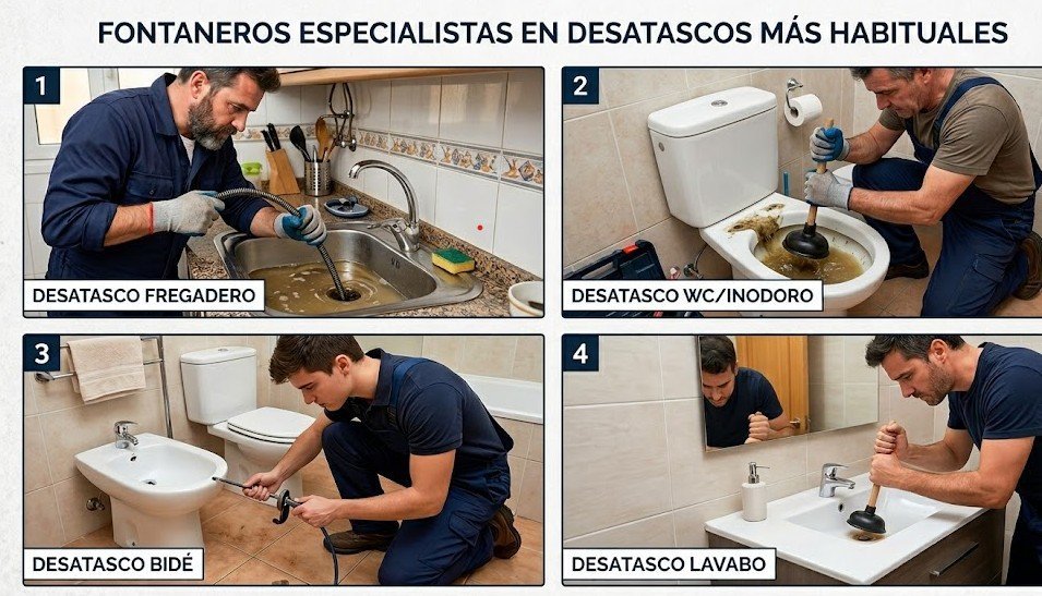 Fontaneros especialistas en desatascos en Madrid — fregadero, WC, bidé y lavabo — Fontanería y Construcción Madrid