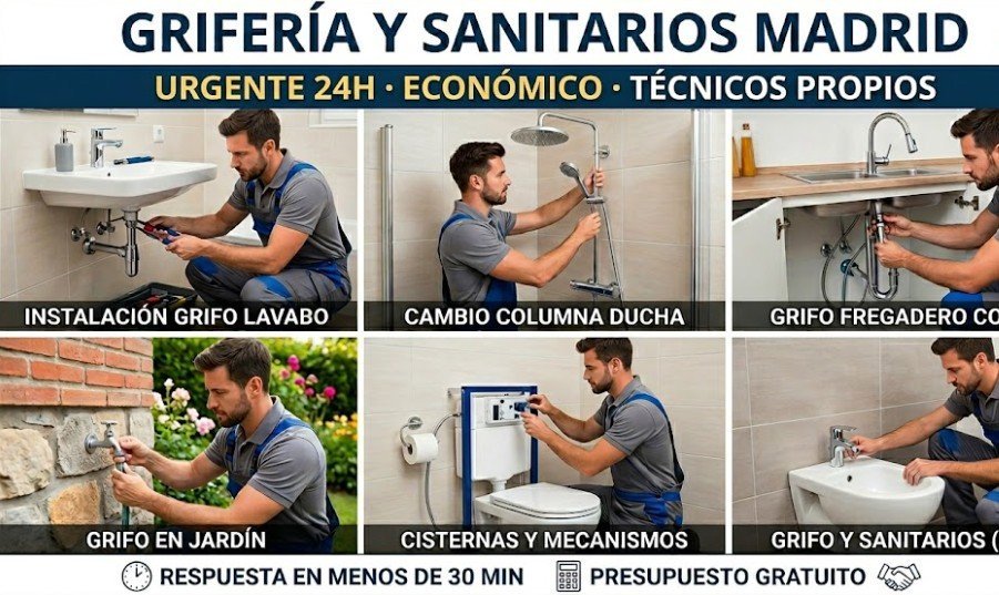 Fontaneros instalación grifería y sanitarios en Madrid — grifo lavabo, ducha, cisterna — Fontanería y Construcción Madrid
