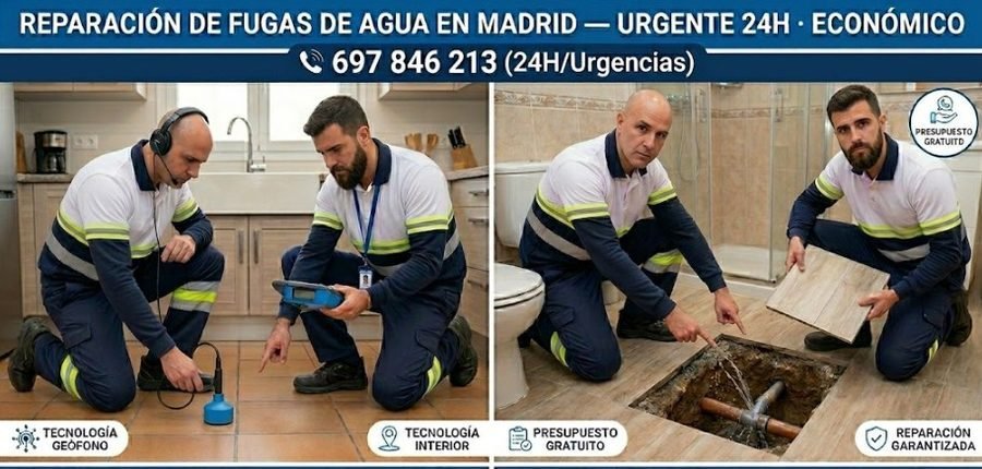 Empresa especialista en localizar fugas de agua en Latina — técnicos propios con equipo de detección — Avenida del Padre Piquer Latina — 697 846 213