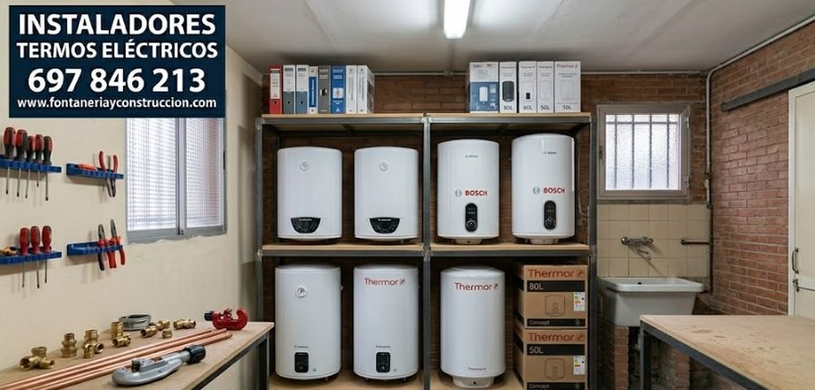 Almacén de termos eléctricos Bosch y Thermor en Las Rozas Madrid — instaladores especializados en termos de todas las capacidades — 697 846 213
