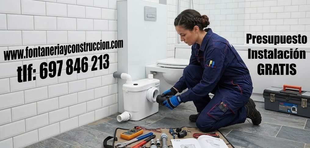 Presupuesto instalación Sanitrit en Madrid — técnica instalando triturador SFA sin obras en Retiro — Fontanería y Construcción Madrid