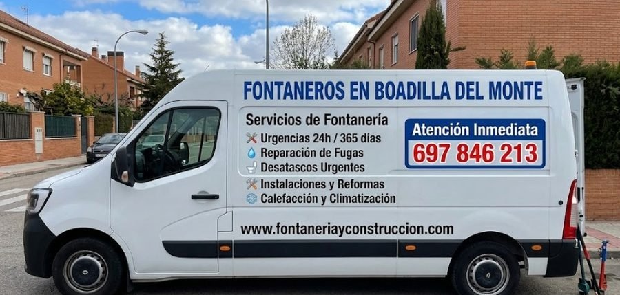 Furgoneta servicios de fontanería en Boadilla del Monte — Urgencias 24h reparación fugas desatascos instalaciones calefacción — Calle Río Turia Boadilla del Monte — 697 846 213